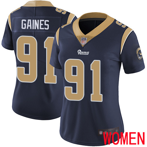 Los Angeles Rams Limited Navy Blue Women Greg Gaines Home Jersey NFL Football #91 Vapor Untouchable->women nfl jersey->Women Jersey